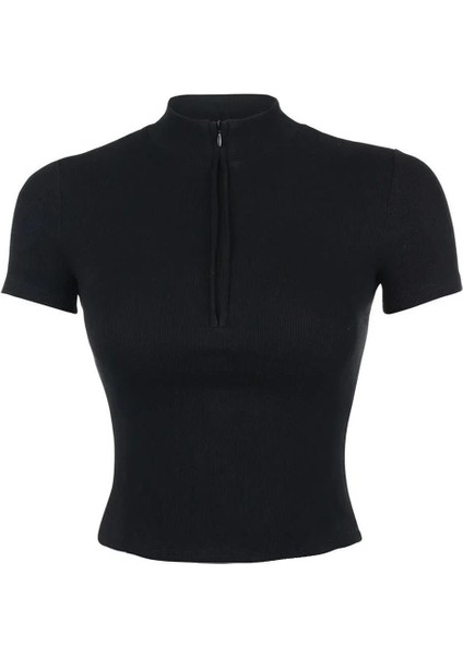 Sandy Kumaş Kısa Kol Crop modelleri