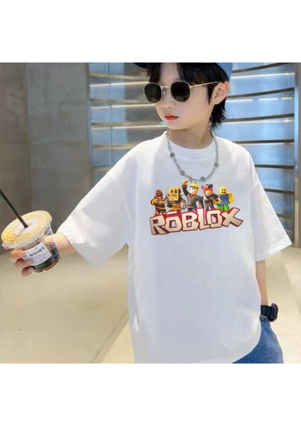 Roblox Beyaz Kids Baskılı T-Shirt