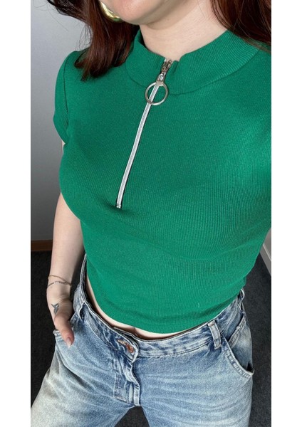 Zip Detay Fitilli Crop Bluz fırsatları