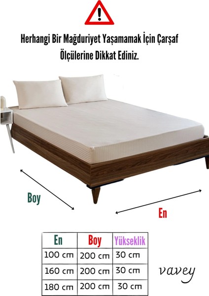 Pamuklu Çizgili Saten Çift Kişilik Lastikli Çarşaf Seti 160X200 cm 2 Adet Yastık Kılıfı 50X70 cm Vanilya modelleri