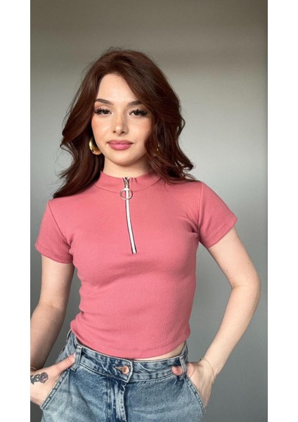 Zip Detay Fitilli Crop Bluz fırsatları