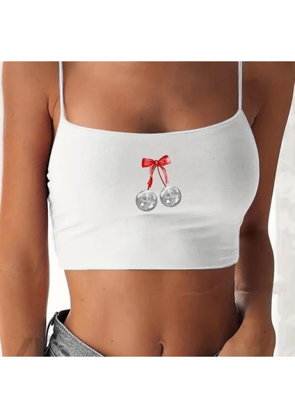 Disco Topu & Ribbon Ip Askılı Büstiyer Crop