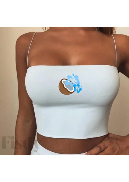 Coconat Beyaz Ip Askılı Büstiyer Crop