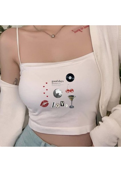 Good Days Beyaz Ip Askılı Büstiyer Crop