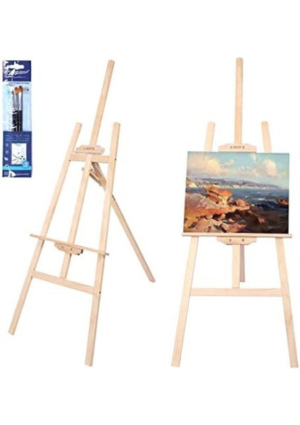 Şövale, 175 cm Yüksekliğinde Şövale Ahşap, Resim Standı, Tam Ahşap