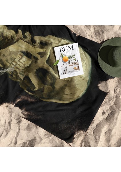 Skull Of A Skeleton With Burning Cigarette - Plaj Havlusu - Microfiber