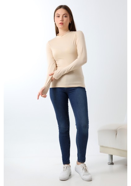 Parmak Detaylı Body 21756 Bej