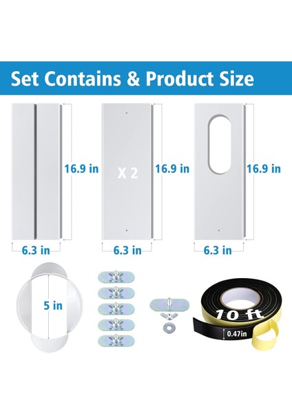 Taşınabilir Klima Için Evrensel Pencere Conta Kiti Egzoz Hortumu 5.1 Inç Çaplı, Bağlayıcı Ayarlanabilir Ac Havalandırmalı (Yurt Dışından)