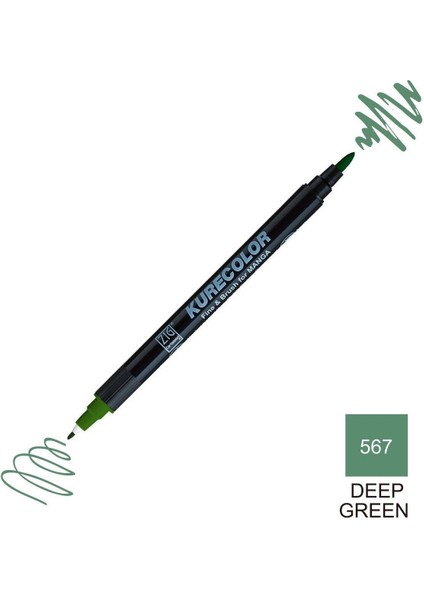 Kurecolor Mangaka Fine&brush Çift Taraflı Kalem CNKC-2200 No 567 Deep Green fiyatları