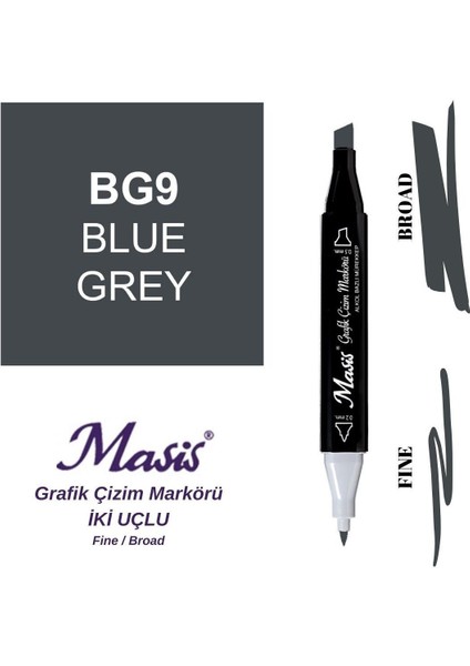 Twin Çift Uçlu Marker Kalemi Bg9 Blue Grey