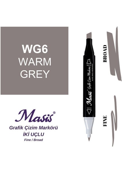 Twin Çift Uçlu Marker Kalemi Wg6 Warm Grey