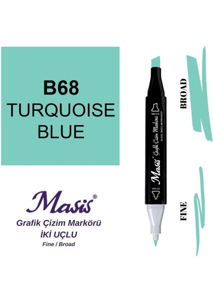 Twin Çift Uçlu Marker Kalemi 68 Turquoise Blue