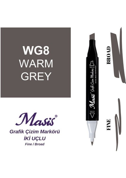Twin Çift Uçlu Marker Kalemi Wg8 Warm Grey
