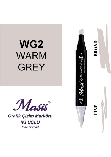 Twin Çift Uçlu Marker Kalemi Wg2 Warm Grey