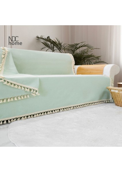 Premium Keten Adaçayı Ponponlu Koltuk Örtüsü (170 x 220) fiyatları