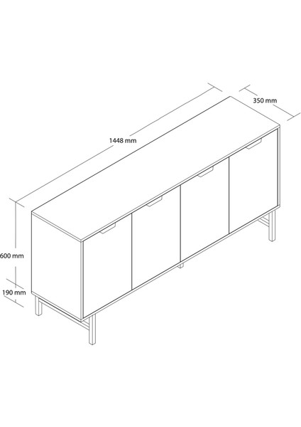 Blanco 145 cm (Metal Ayaklı) Modern Konsol