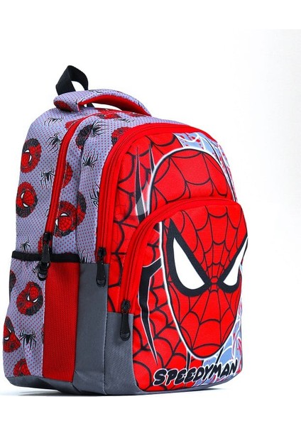 Örümcek Desen Gri Renk Erkek Çocuk Lüxs Ortopedik İlkokul Sırt Çantası Beslenme ve Kalemlikli modelleri