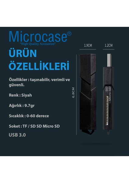 USB 3.0 Çift Yuvalı Sürgülü Kapaklı 512 GB Destekli Tf / Sd Kart Okuyucu AL4475