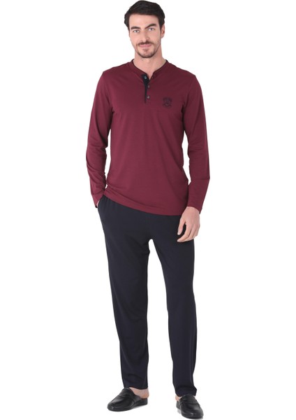 Erkek Bordo Eşofman Pijama 5'li Takım 234003