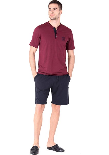 Erkek Bordo Eşofman Pijama 5'li Takım 234003