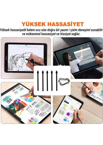 Galaxy S Pen Dokunmatik Kalem ile Uyumlu Yedek Uç 5 Adet Spen Tips + Takma Aparatı AL4464