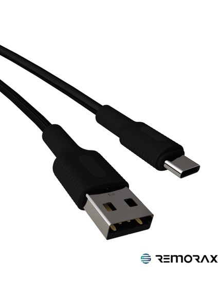 Basic USB Type A-C 100 Cm, 3.0A Hızlı Şarj Kablosu, Siyah Kablo, Siyah/siyah Uçlar