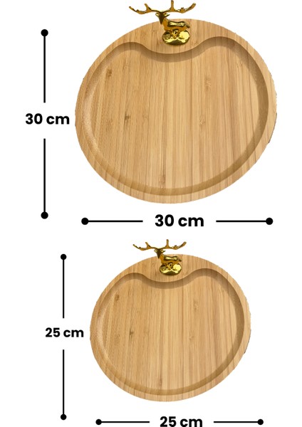 Bambu Dekoratif Sunum Tabağı Servis Tabağı Çerezlik 2 Adet