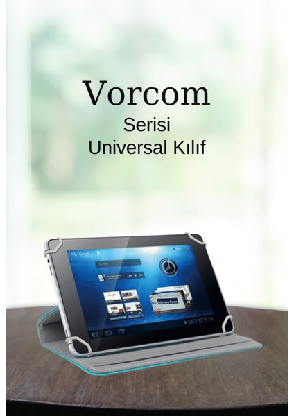 Vorcom Tablet Serisi Uyumlu Universal 10.1 Inç Pu Deri Standlı Tablet Kılıfı Ultra﻿pad-Quartzpro-S Tab7-Quartzlıte