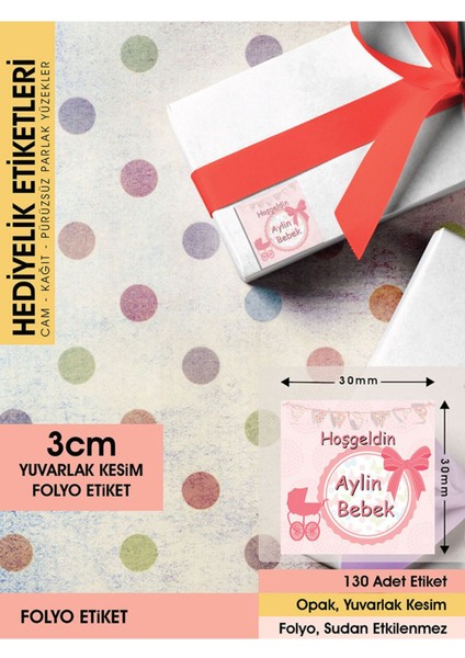 Letbil Reklam Fiyonklu Doğum Günü Etiketi - 3cm - 130 Adet Folyo Sticker