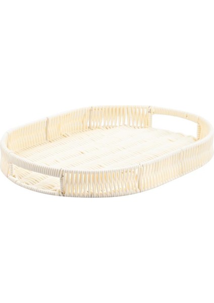 Sentetik Hasır Krem Oval Tepsi 30X40CM
