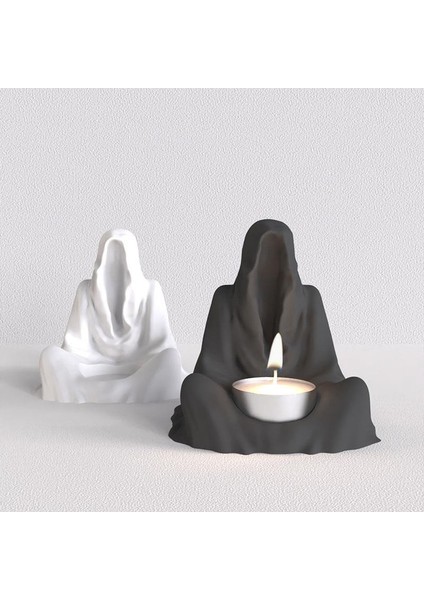 Dekoratif Ghost Hayalet Figürlü Tealight Mumluk Ev Dekoru Ofis Dekoru Süs