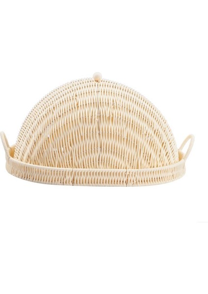 Sentetik Hasır Krem Oval Kapaklı Tepsi/sunumluk 40X30X23CM