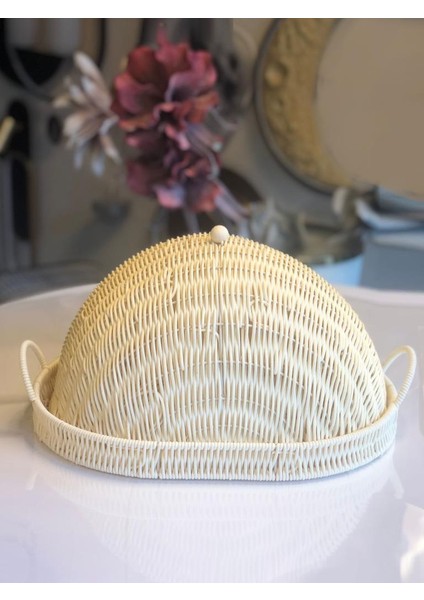 Sentetik Hasır Krem Oval Kapaklı Tepsi/sunumluk 40X30X23CM fiyatları