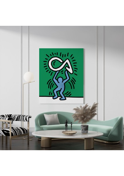 Pop Art Ev Dekorasyonu Kanvas Tablo Keith Haring Modern Sanatsal Tablo Cafe Dekor