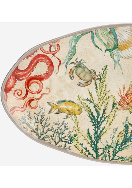 Milano Sea Life Bej Melamin Servis Tabağı 52X30 cm modelleri