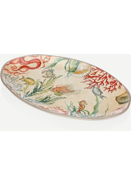 Milano Sea Life Bej Melamin Servis Tabağı 52X30 cm indirimleri
