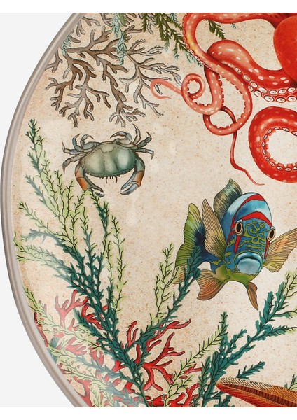Milano Sea Life Bej Melamin Servis Tabağı 42 cm modelleri