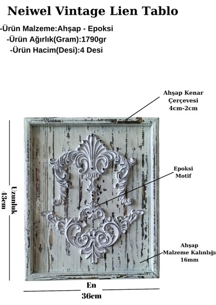 Vintage Lien Eskitme Beyaz Ahşap Tablo fiyatları