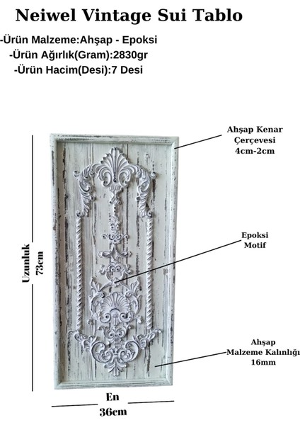 Vintage Sui Ahşap Tablo