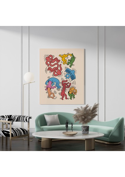 Keith Haring Pop Art Duvar Tablosu Oda Dekorasyonu Kanvas Tablo Cafe Dekor Sanatsal Tablo
