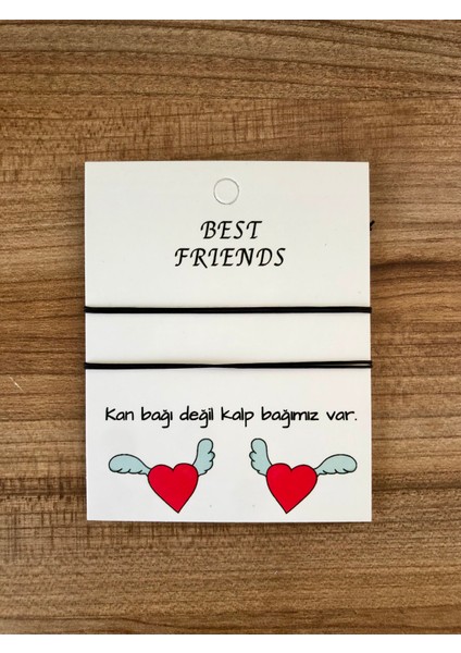 Ikili Best Friends Basic Ip Bileklik (Siyah)