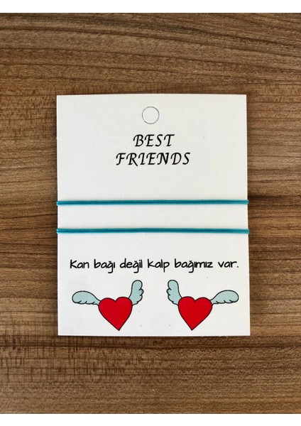 Ikili Best Friends Basic Ip Bileklik (Turkuaz)