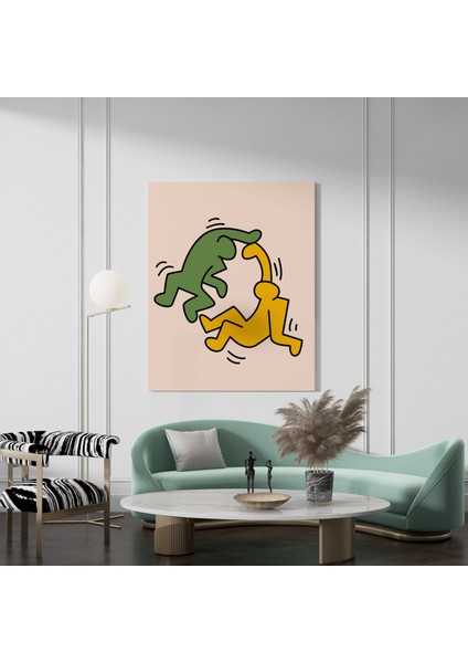 Oda Dekorasyon Pop Art Kanvas Tablo Keith Haring Sanatsal Tablo Salon Dekorasyonu Duvar Tablosu