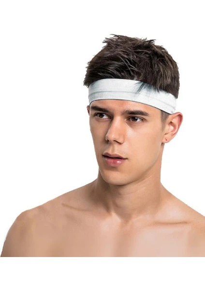 Salvia Dione Erkek Spor Saç Bandı Sporcu Kafa Bandı Headband Tenis Gym Ter Bantı Spor Fitness Saç Bantları Beyaz