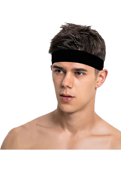 Salvia Dione Erkek Spor Saç Bandı Sporcu Kafa Bandı Headband Tenis Gym Ter Bantı Spor Fitness Saç Bantları Siyah