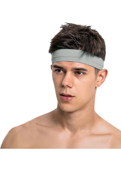 Salvia Dione Erkek Spor Saç Bandı Sporcu Kafa Bandı Headband Tenis Gym Ter Bantı Spor Fitness Saç Bantları Gri