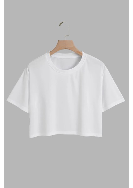Kadın Pamuk Beyaz Oversize Crop