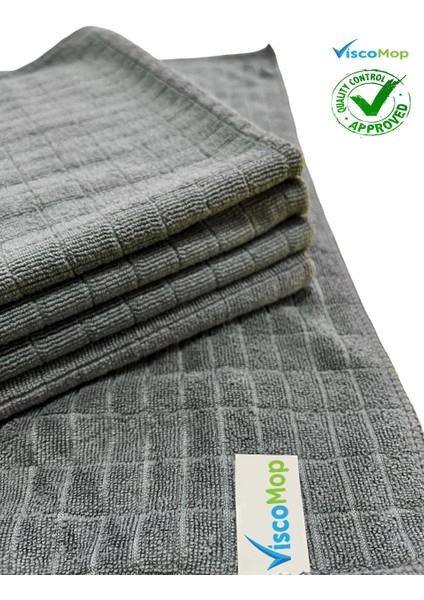 Mikrofiber Kareli Mutfak Bezi Leke Tutmaz Koku Yapmaz 40*40 cm Gri 5 Adet