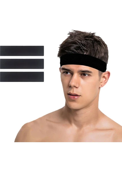 Salvia Dione 3lü Erkek Spor Saç Bandı Sporcu Kafabandı Headband Tenis Ter Bantı Fitness Saç Bantları Seti