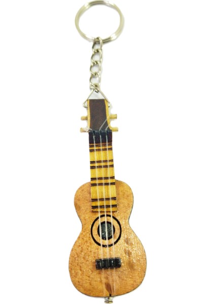 Ahşap Küçük Gitar Anahtarlık/dikiz Ayna Süsü El Yapımı Hediyelik Aksesuar Minyatür Gitar